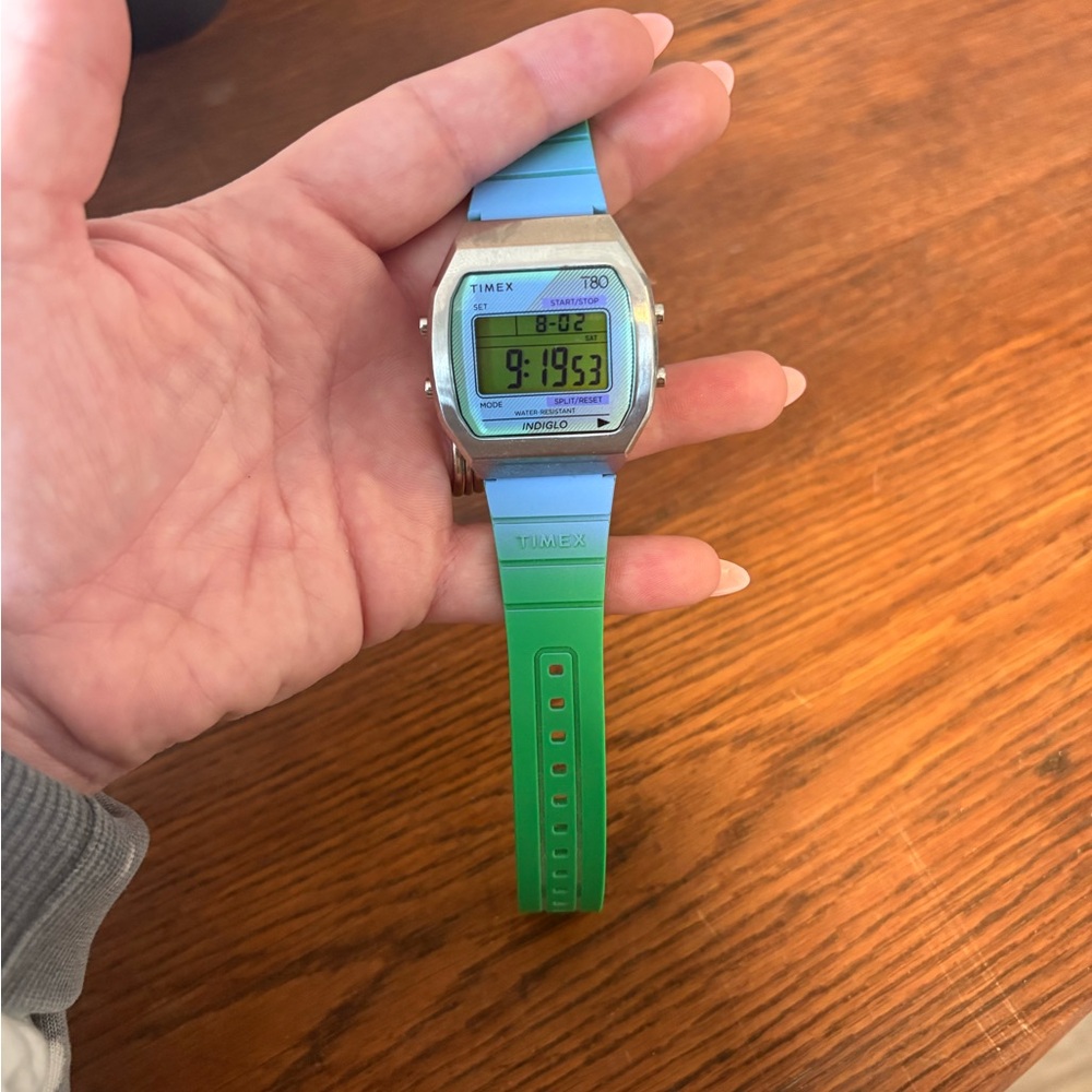 Timex - Silver, Green, and Blue